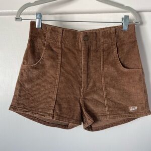 High Waist Brown Corduroy Shorts